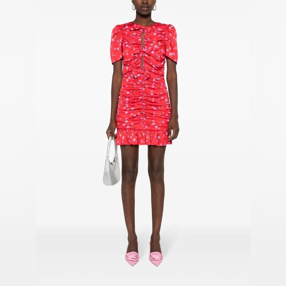 NEW ROTATE Floral Printed Mini Ruffle Dress 6 - Picture 1 of 16